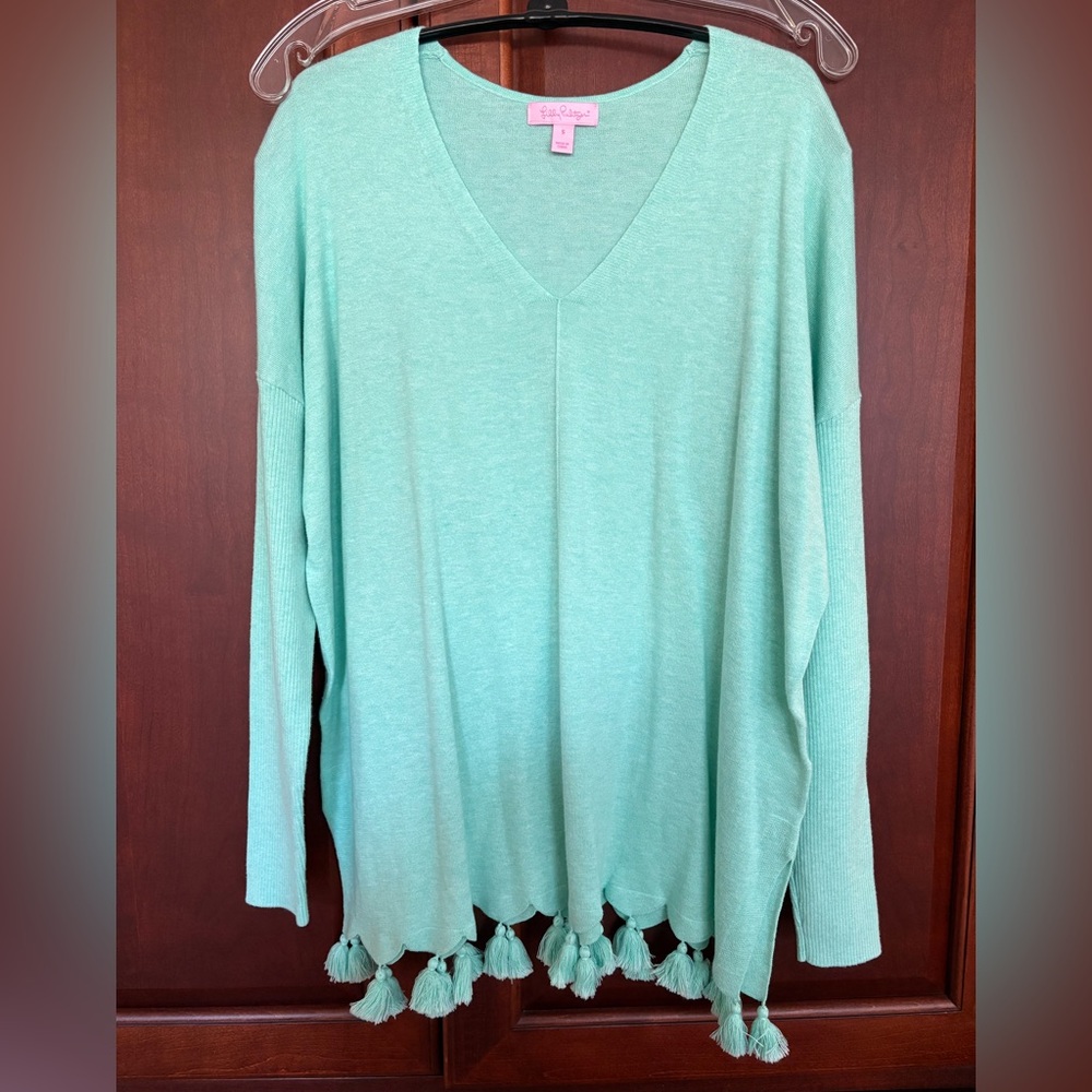 Lilly‎ Pulitzer Martine Sweater Heathered Aqua Sky Size Small